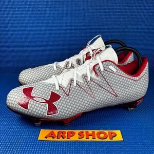 🔴 UNDER ARMOUR TEAM NITRO LOW Men`s Size 12 Grey Red Soccer Cleats 1291122-101